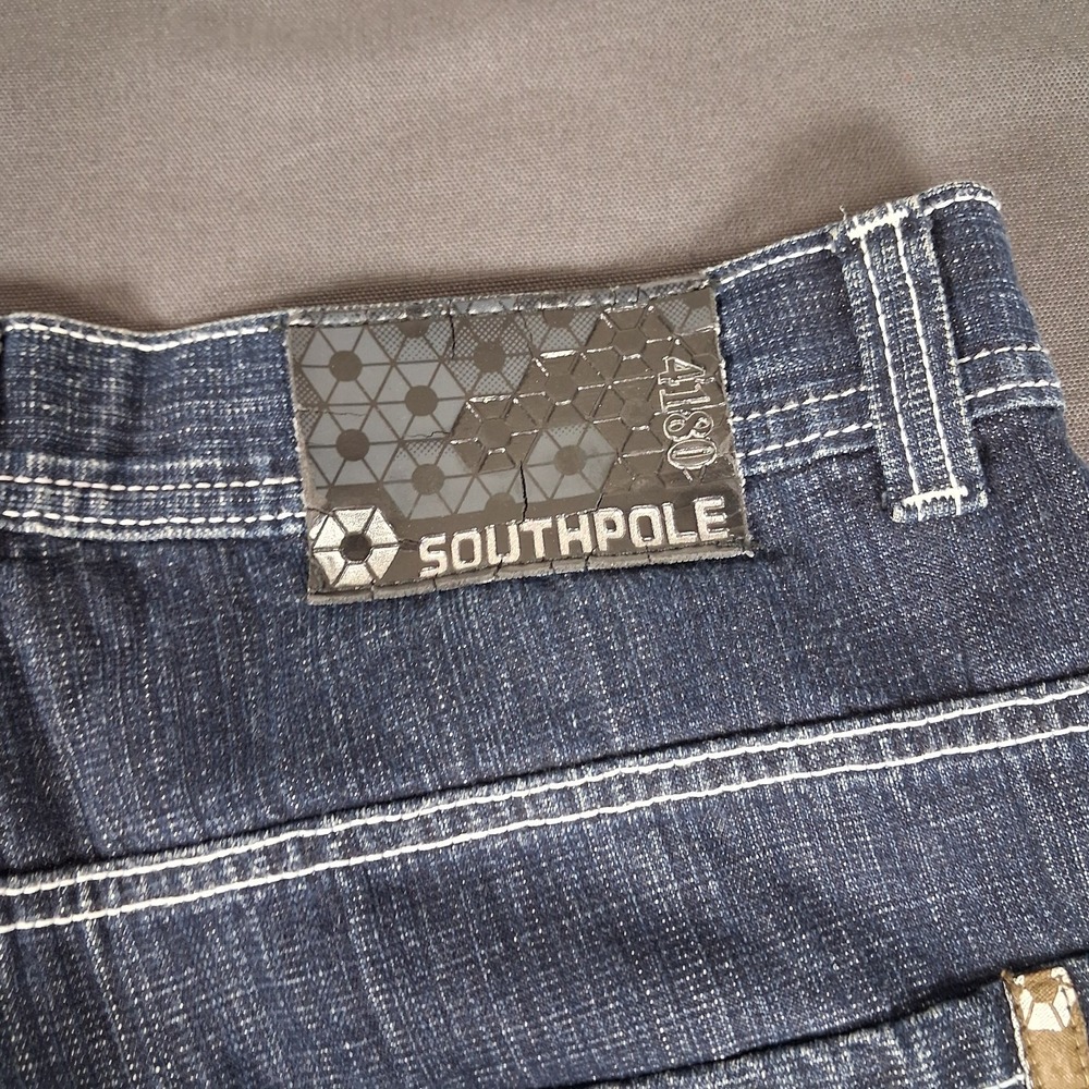 Y2K Vintage Southpole RN82628 Jeans Mens 34x32 Blue Wide Leg Baggy - Hip Hop - Picture 3 of 7